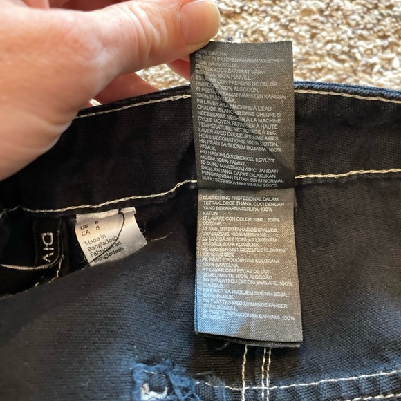 H&M Divided Black Pants White Contrast Stitch Womens Size 8 Twill Goth Punk - Picture 7 of 7